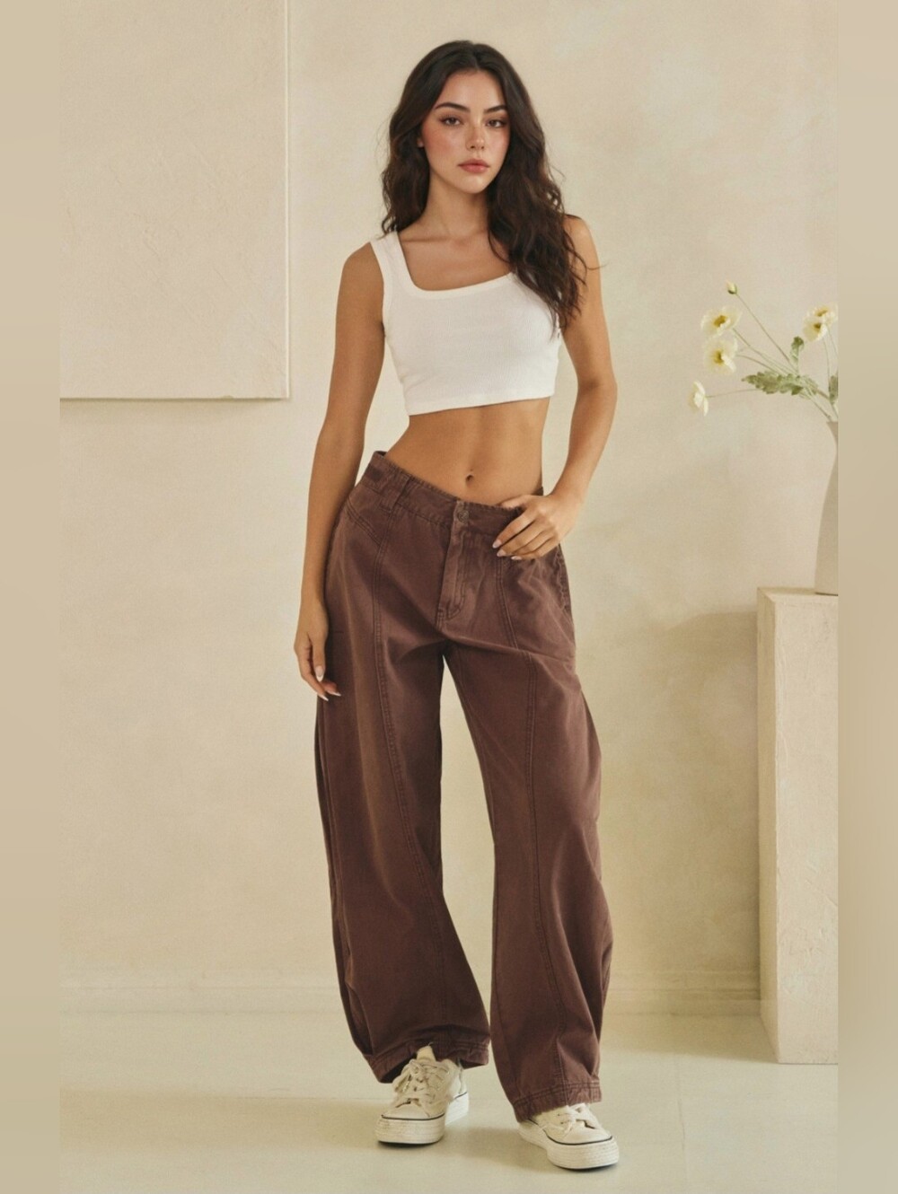 #1668 Oli & Hali Mocha Drift Barrel Pants